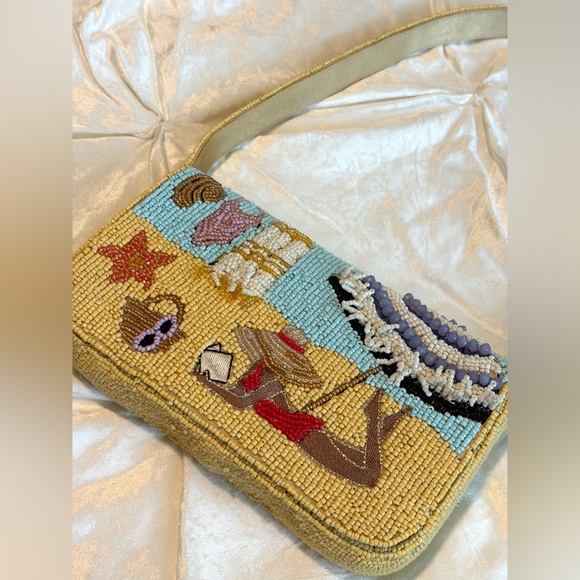 🏖️ Beaded Beach Scene Bag | Vacation Coastal Summer Shoulder Purse - Picture 2 of 6